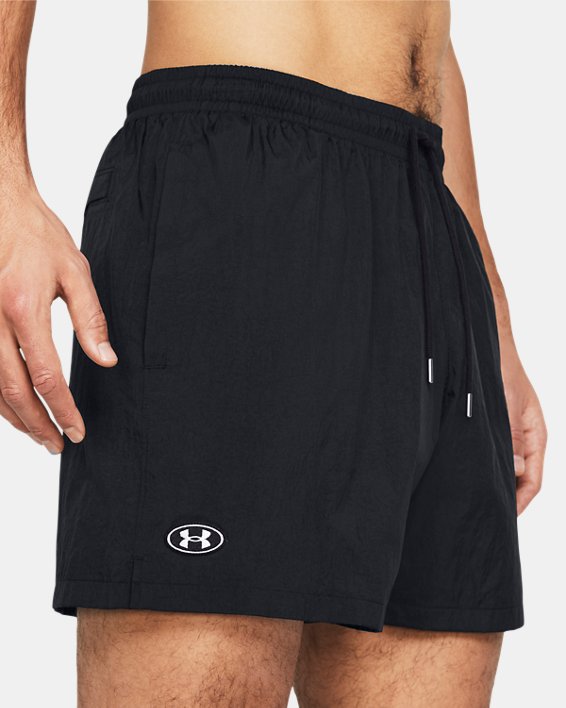 Men's UA Crinkle Woven Volley Shorts in Black image number 3